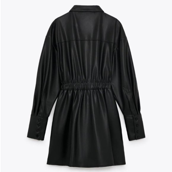 Zara black button-down leather dress US small - Picture 3 of 12